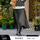Boxing mall style pleated skirt for women in spring and autumn retro spliced ​​umbrella skirt BDQ3BD0403
