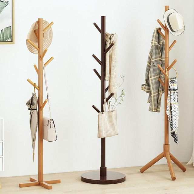 Coat rack floor-standing solid wood bedroom simple home simple internet ...