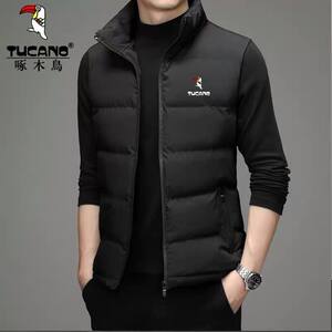 
Woodpecker Men's Down Cotton Vest Autumn and Winter Trendy Handsome Waistcoat Vest Thickened Warm Stand-up Collar Jacket for Men