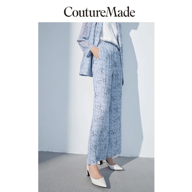 CoutureMade casual pants summer clearance women's printed pleated loose suit trousers for veromoda