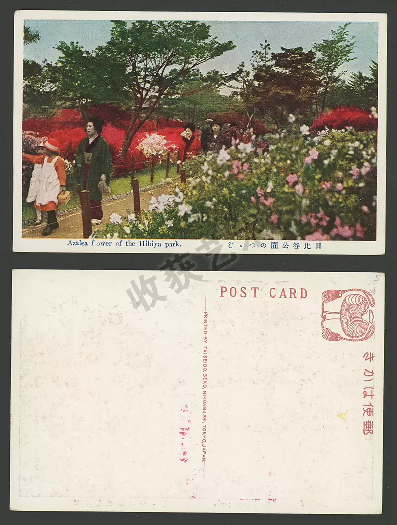 外國老明信片日本1930年代東京日比谷公園的杜鵑花手賬vintage Taobao