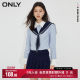 ONLY Summer Fashionable Versatile Striped Navy Lapel Short Shirt for Women