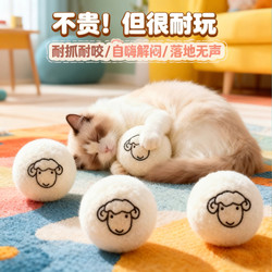 Cat Prey Ball Silent Wool Ball Toy Cat Chase Self-Entertainment Boredom-Relief Gadget Cat Teaser Stick Durable and Silent