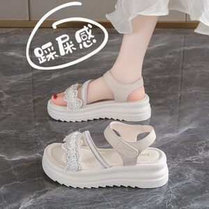 
Pearl Strap Sandals Women's Summer 2026 New Fashion Outerwear Fairy Style Soft Sole Fashion Leather Platform Shoes