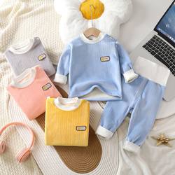 Children's thermal underwear set baby double-sided velvet thickened cotton coat boys and girls winter autumn clothes and autumn pants
