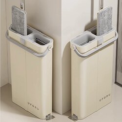 Japanese Mop One-Step Clean No-Hand-Wash Household Wooden Floor Flat Lazy Mop Labor-Saving Dry and Wet Dual-Use Mop Bucket Set