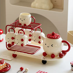 Ceramic Tea Set Creative Smiley Face Teapot Decorative Ornaments Newlyweds Wedding Gift Housewarming Gift