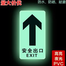 Luminous Safety Exit Sign Wall Sticker Evacuation Exit Sign Warning Sign Fire Exit Emergency Sign Self-Luminous Fluorescent Caution Slippery Steps Floor Sticker Safety Warning Sign