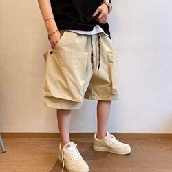Trendy overalls, large pockets, quarter pants, personalized harem
