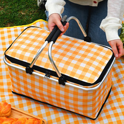 Picnic Basket for Spring Outings, Foldable Outdoor Cooking, Insulated Camping, Portable Basket, Essential Picnic Supplies, Trendy Basket