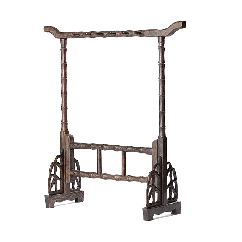 中国美術 古 竹根 刻 龍 筆架 文房四宝 HA364