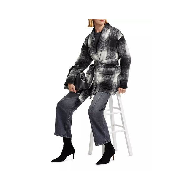
Splendid Vanessa Plaid Woolen Jacket Women's Shawl Lapel Jacket