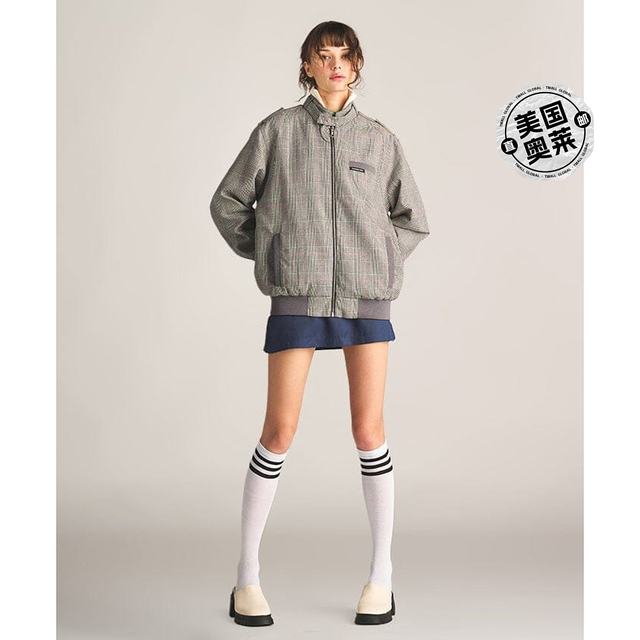 Self-operated members only women's Anderson Glen plaid oversized jacket - grey print