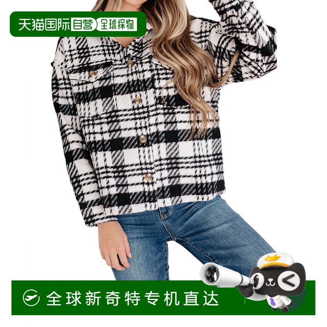 Self-operated jodiflKate black and white plaid jacket - black and white straight hair
