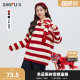 Sanfu Sweater 2025 Spring Same Color Scarf Loose Striped Round Neck Fashion Top Women 495521