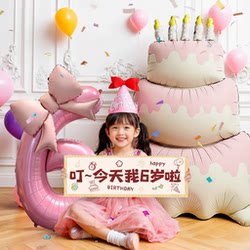 Happy 6Th Birthday, Little Girl, with a Sense of Ceremony, Decorated Party, Oversized Cake, Number Balloons, Photo Props 5