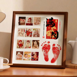 Baby full month commemorative photo hand and foot print photo frame