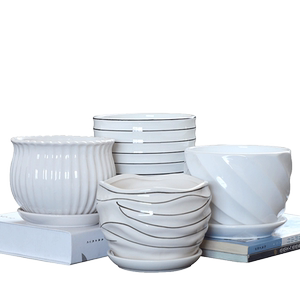 
Flower pot ceramic large clearance with tray creative personality special offer household Chlorophytum and green radish succulent flower pot simple white