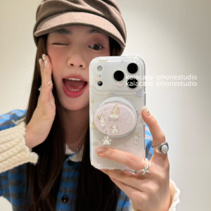 
kaia sweet niche cartoon animal pendant suitable for apple 17promax mobile phone case iphone16pro new 15 female 14pro magnetic stand 15pro all-inclusive anti-fall mobile phone case