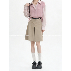 American-Style Suit Five-Point Skirt Pants for Women, Spring and Summer, Elegant, Hip-Hugging Mid-Length Pants for Petite Figures, Tailored Mid-Low Waist Wide-Leg Pants