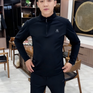 
2026 spring new men's sweatshirt winter seamless long-sleeved stand collar T-shirt high-end handsome hot style versatile