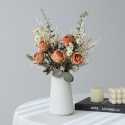 ins Rose Daisies Artificial Bouquet Fake Flowers Dried Flowers Decoration Living Room Dining Table Coffee Table Floral Arrangement Decorations
