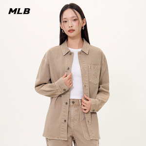 
MLB official male and female couples fashionable and versatile retro style back pattern denim shirt spring and summer DRV02