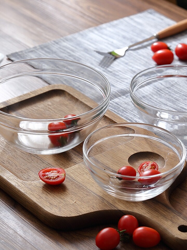 俏俏家居透明玻璃碗家用甜品水果沙拉碗