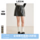Lecho nostalgic rivet short skirt autumn new PU leather skirt retro hot girl style A-swing skirt