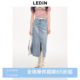 Lecho 2024 summer new slit retro denim hip-covered long skirt C1GFE2154
