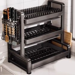 Dish Storage Rack, Kitchen Storage Rack, Multi-Functional Household Drain Rack for Bowls, Plates, Chopsticks Cabinet