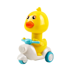 Children pressing duckling motorcycle toy men and girls 01 years old 3 baby 2 baby inertia back force car

