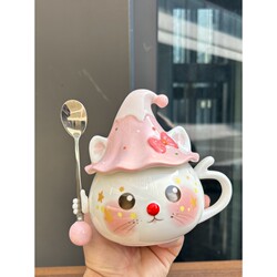 Jingdezhen Cute Cat Elf Mug Ceramic Cup Souvenir Cup Birthday Gift for Girls Practical Children's Day Gift