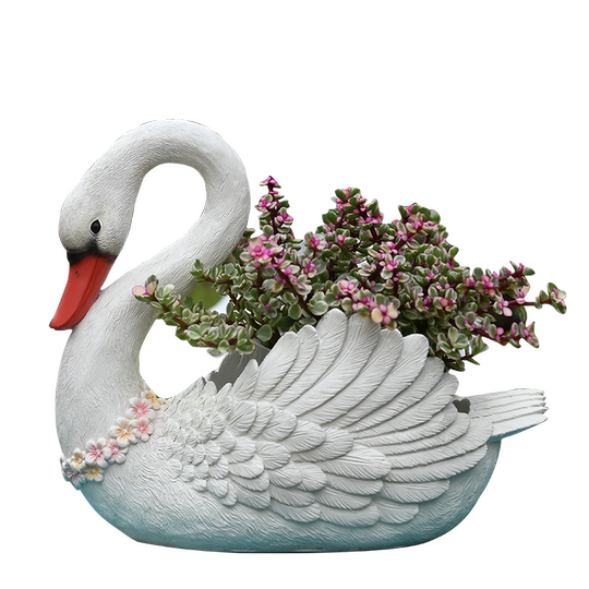 Figurine De Cygne En Résine Blanche - Décoration De Jardin Réaliste, Hauteur 19 Cm