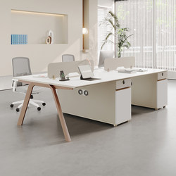 Staff Desk, Employee Workstation, Simple and Modern 4-Person Stylish Cubicle with Screen, Finance Staff Office Desk and Chairs