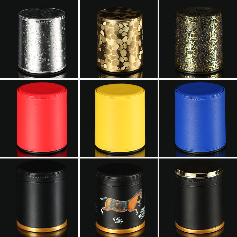 SKISUNO 5 Ensembles De Gobelets à Dés Épais – Anti-Triche Avec Couvercle – 4 Tasses + 20 Dés – Noir, Rouge, Orange, Doré – Jeu De Bar Et KTV