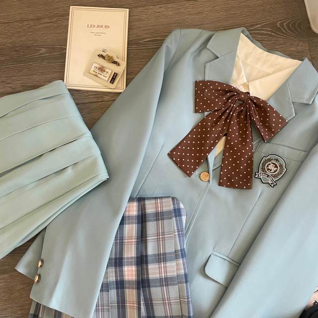 The green suit badge of the Haruki Ministry JK uniform long -sleeved suit girl school confessing spring and autumn
