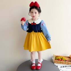 Girls' Dress Spring and Autum 2026 New Long-Sleeved Cotton Snow White Baby Girl Spring Dress Princess Dress
