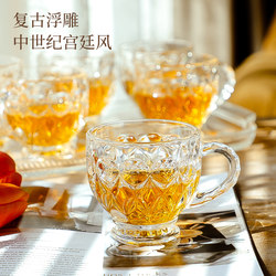 Scandinavian Cute Female Tea Cup Office Coffee Cup with Handle Water Cup Household Small Flower Tea Cup Transparent Glass Cup