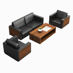 New Office Sofa Simple Modern Reception Business Sofa Xipi Three-Seat Office Sofa Coffee Table Combination