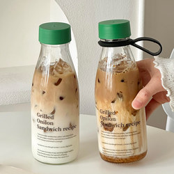 Portable Take-Out Coffee Cup with Lid, Sealed Drinking Glass Cup, Transparent Breakfast Soy Milk Milk Cup, Handy Cup