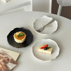 Creative Rock-Patterned Ceramic Plate ins High-End Household Afternoon Tea Pastry Plate Breakfast Dessert Snack Cake Plate