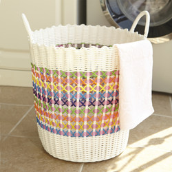 Light Luxury Dirty Clothes Storage Basket, Laundry Basket, Rattan Woven Basket for Storing Clothes and Toys, Household Trendy Style Clothes Hamper