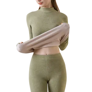 Half turtleneck silk thermal underwear for women with velvet three