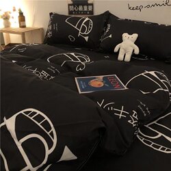 ins Four-Piece Set of Pure Cotton 100% Cotton Duvet Cover Dormitory Bed Three-Piece Set Fitted Sheet Quilt Bed Sheet Bedding Supplies