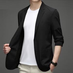 Summer thin loose business casual suit top, sun protection suit for men, summer ultra-thin ice silk single west jacket