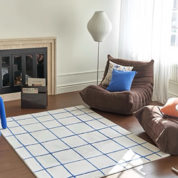 ins Wind Girl Carpet Living Room Simple High-End White and Blue Korean Plaid Sofa Coffee Table Room Bedroom Bedside Mat