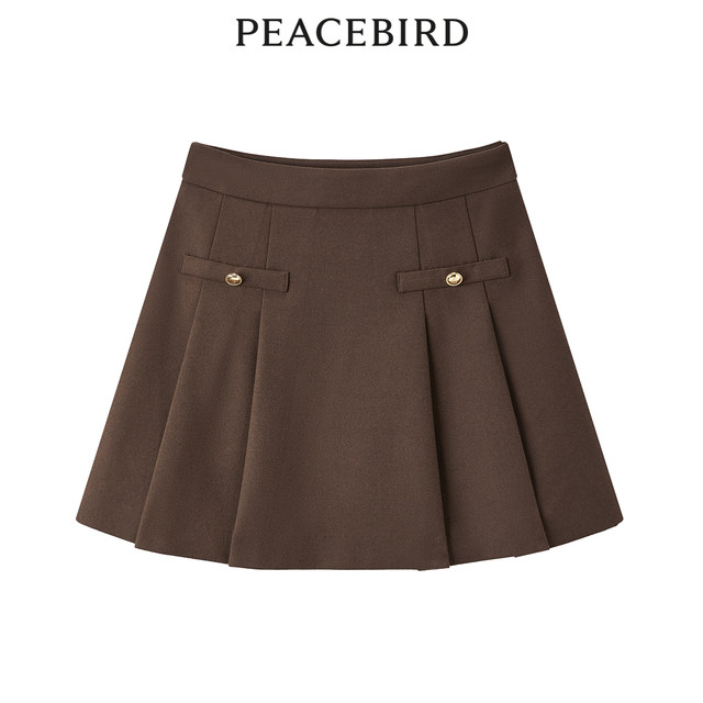 Peacebird Women's New Year Winter Temperament Pleated Skirt A1GED4569