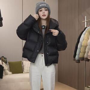 
Jiajia/Puff style Korean style hooded white duck down jacket for women to reduce age, thickened and extremely cold style