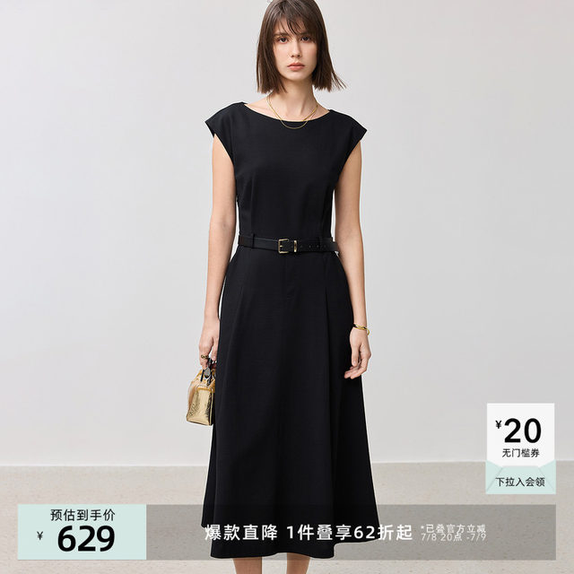 The same style as 2025 spring new women's clothing Hepburn style round neck dress in shopping mall
